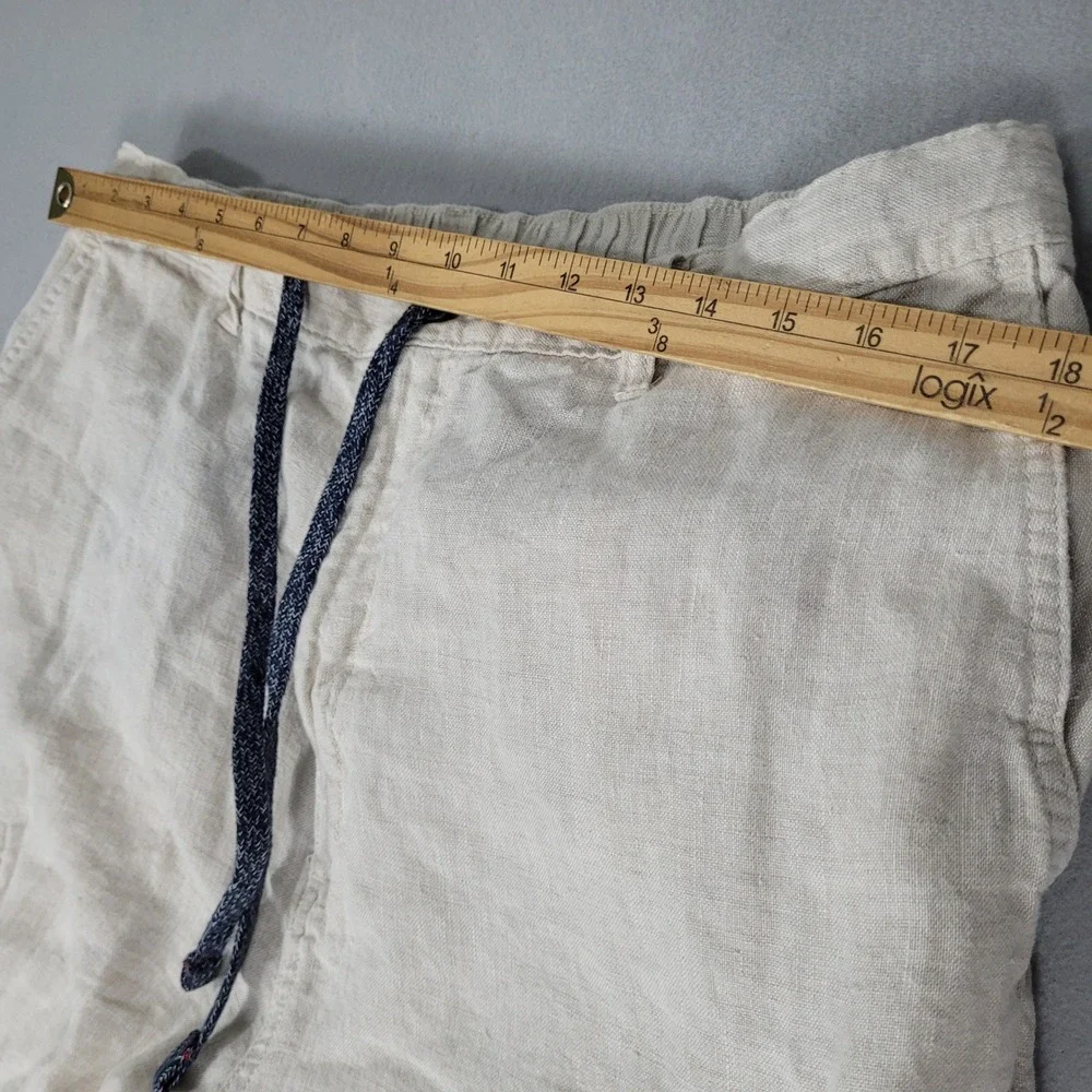 Caribbean Linen Cargo Pants Mens 38x36 Tan Beige Beach Casual Travel Comfort